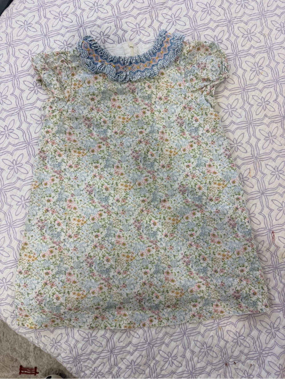 Edgehill Collection 2T Smocked Ruffle Neck Floral Baby Dress